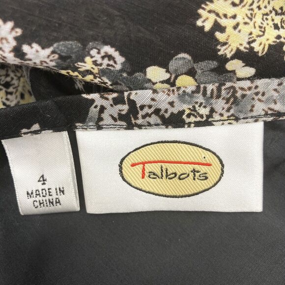 Talbots Linen Silk Dandelion Floral Skirt Black Yellow A-Line 4 - Picture 11 of 13